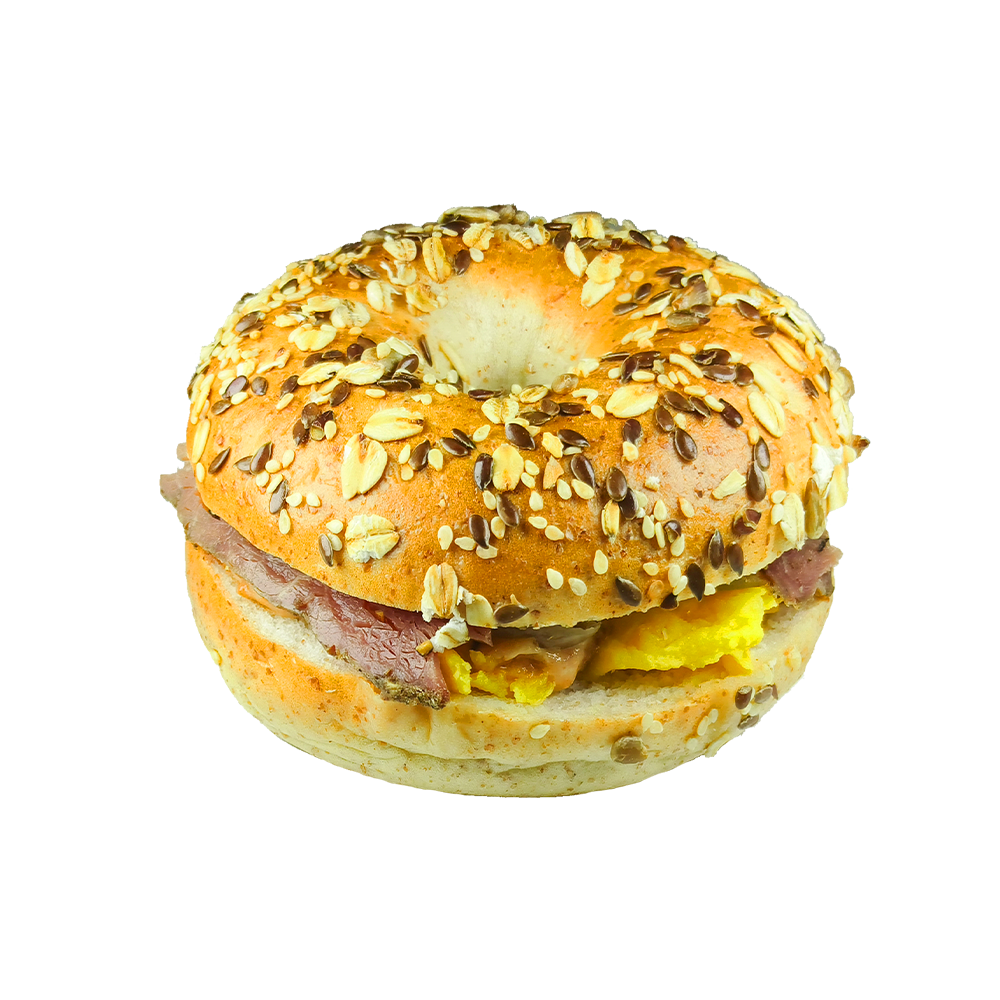 Langsam gerösteter Rindfleisch-Käse-Bagel mit Sauerkraut Langsam gerösteter Rindfleisch-Käse-Bagel mit Sauerkraut