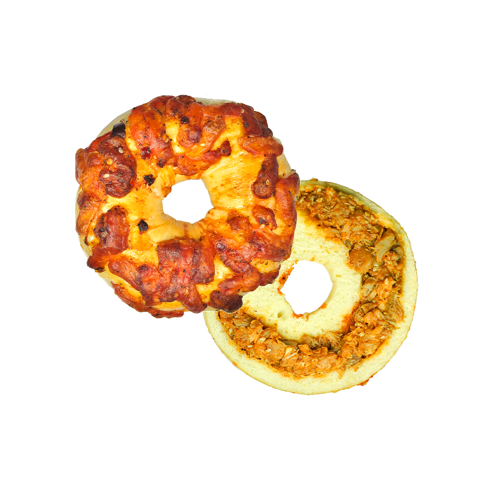 Zäher Bagel auf Teng-Pfeffer-Hähnchen-Bagel Zäher Bagel auf Teng-Pfeffer-Hähnchen-Bagel
